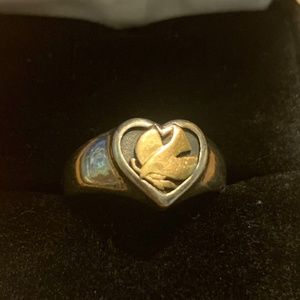 RETIRED James Avery Descending Dove with olive leaf ring
